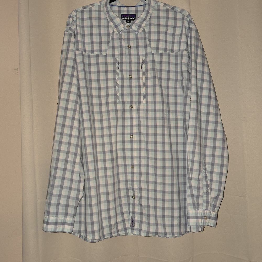 Mens Patagonia Long Sleeve Button Down Plaid Hiking Shirt Size 2XL XXL